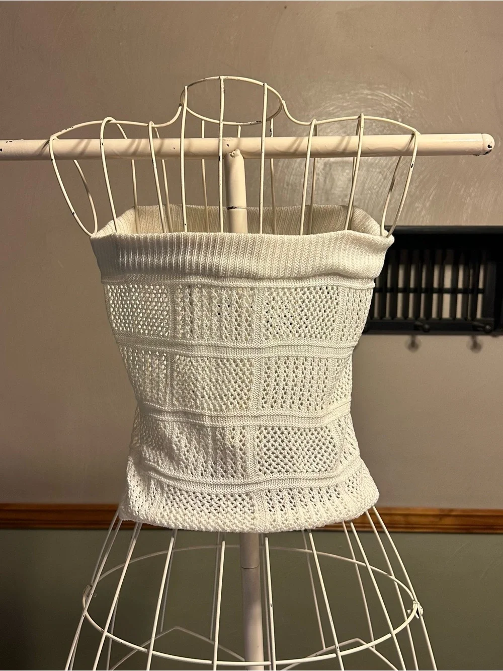 Strapless cream  Knit Crop Top - Tube Style